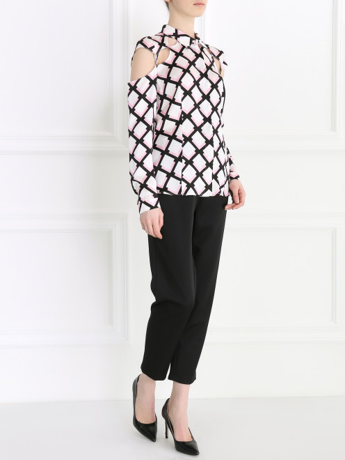 Блуза из шелка с геометричным узором - Модель Общий вид