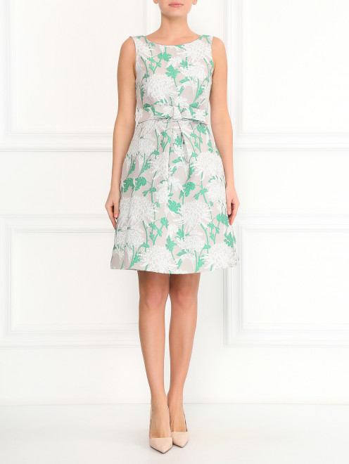 Платье-мини с цветочным узором и поясом P.A.R.O.S.H. - Модель Общий вид