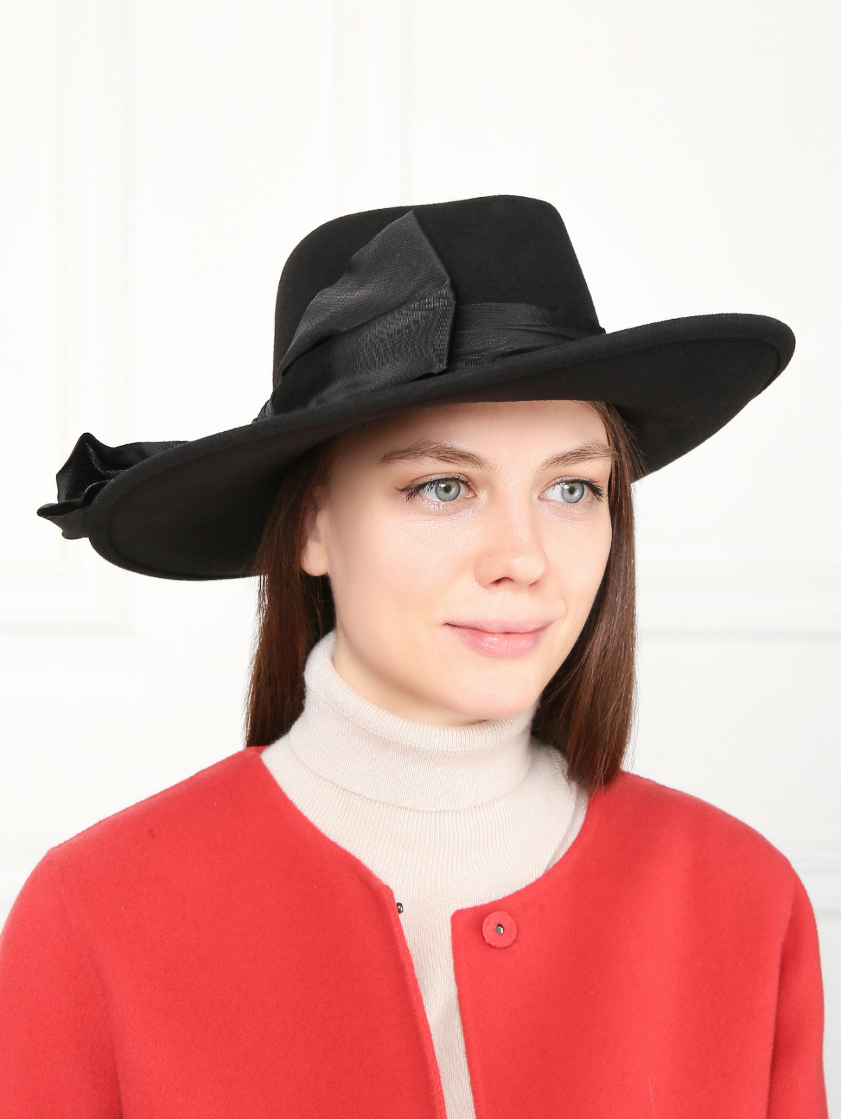 Шляпа шерстяная с бантом Eugenia Kim  –  МодельОбщийВид  – Цвет:  Черный