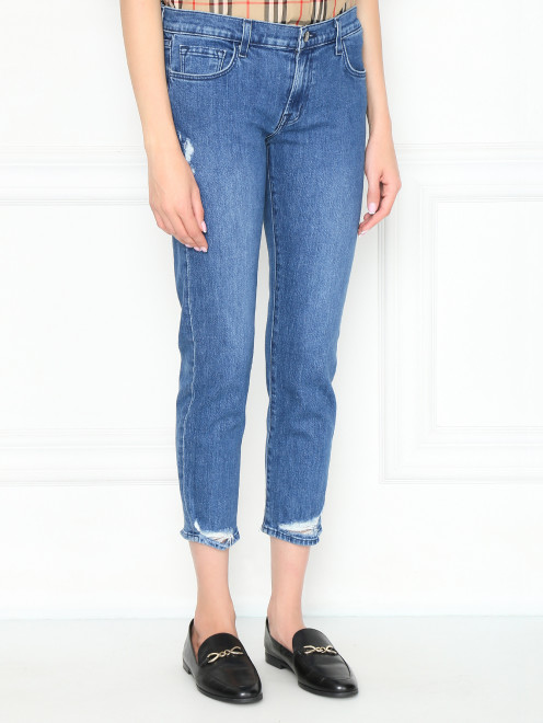 Укороченные джинсы с потертостями J Brand - МодельВерхНиз