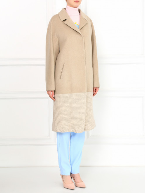 Пальто из шерсти с трикотажной вставкой на подоле Ballantyne - Модель Общий вид