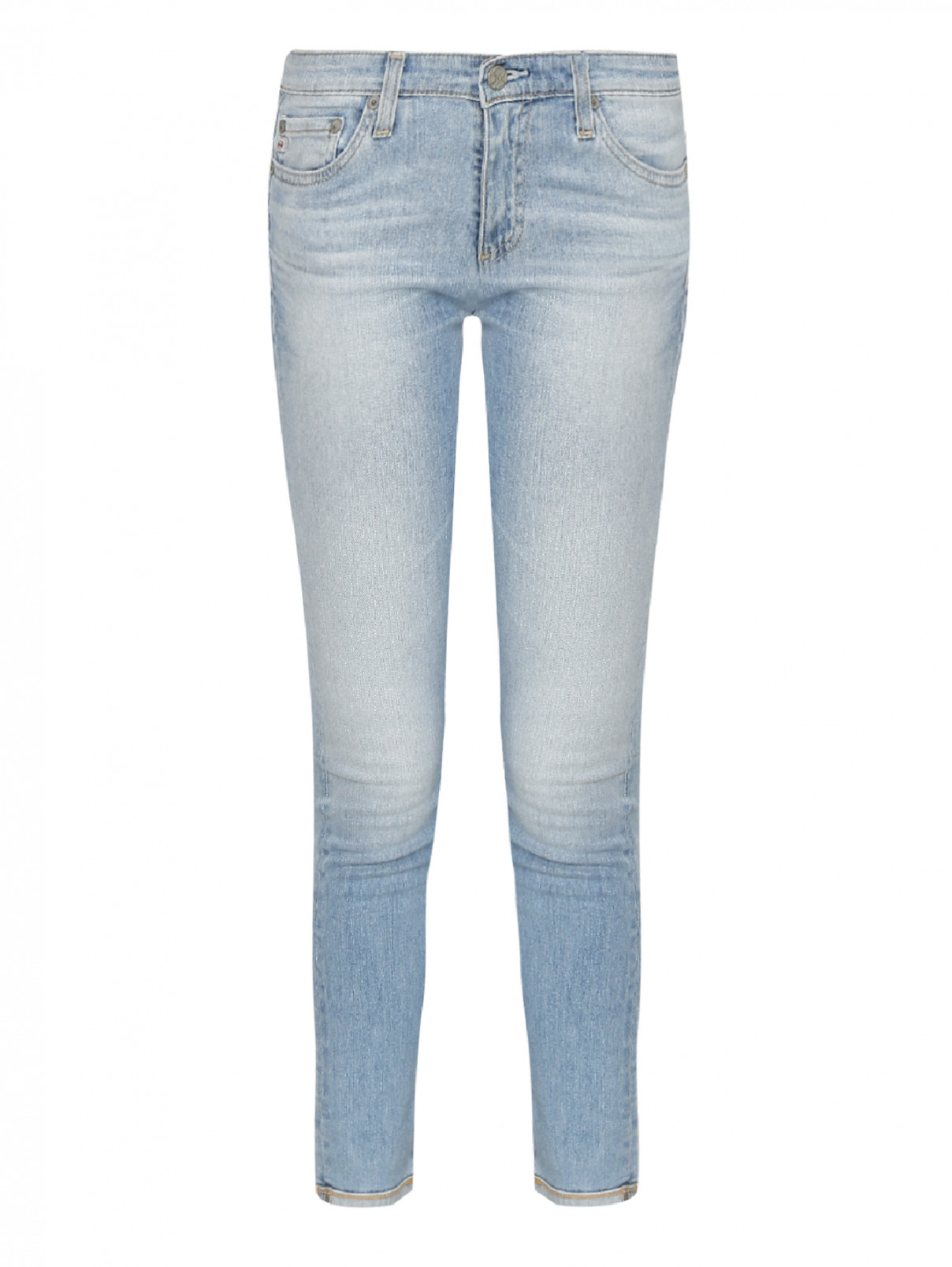 узкие джинсы с потертостями AG Jeans  –  Общий вид  – Цвет:  Синий