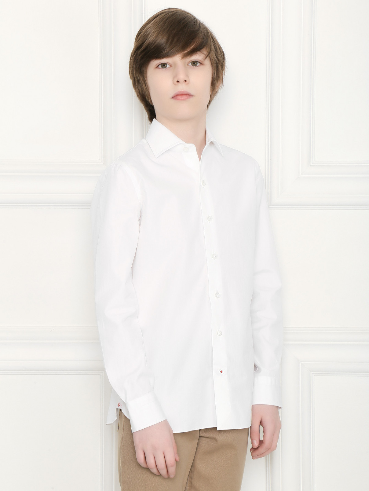 Рубашка из хлопка Isaia  –  МодельВерхНиз  – Цвет:  Белый
