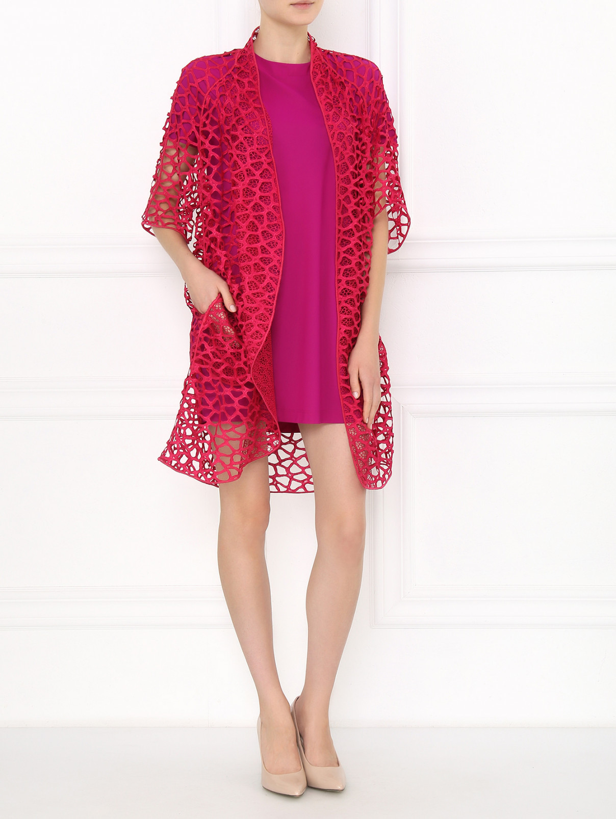 Легкое пальто из полиэстра с перфорацией Akris  –  Модель Общий вид  – Цвет:  Розовый