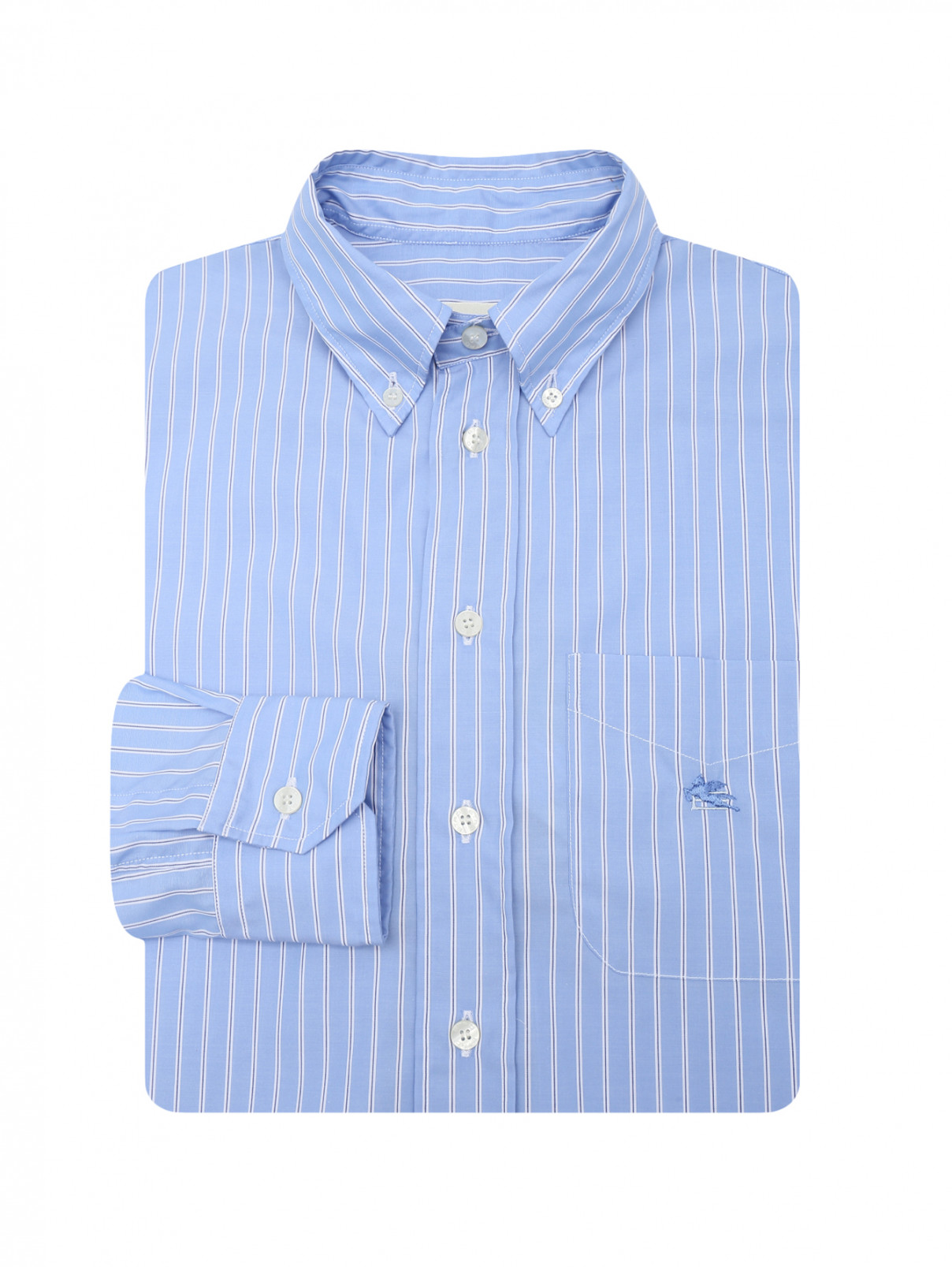 Рубашка из хлопка в полоску Etro  –  Общий вид  – Цвет:  Синий