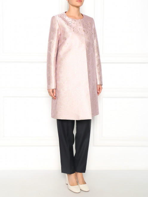 Легкое пальто из смешанного шелка с узором Mary Katrantzou - Модель Общий вид