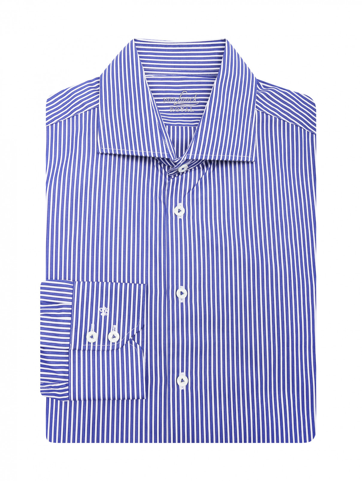 Рубашка из хлопка с узором Van Laack  –  Общий вид  – Цвет:  Синий