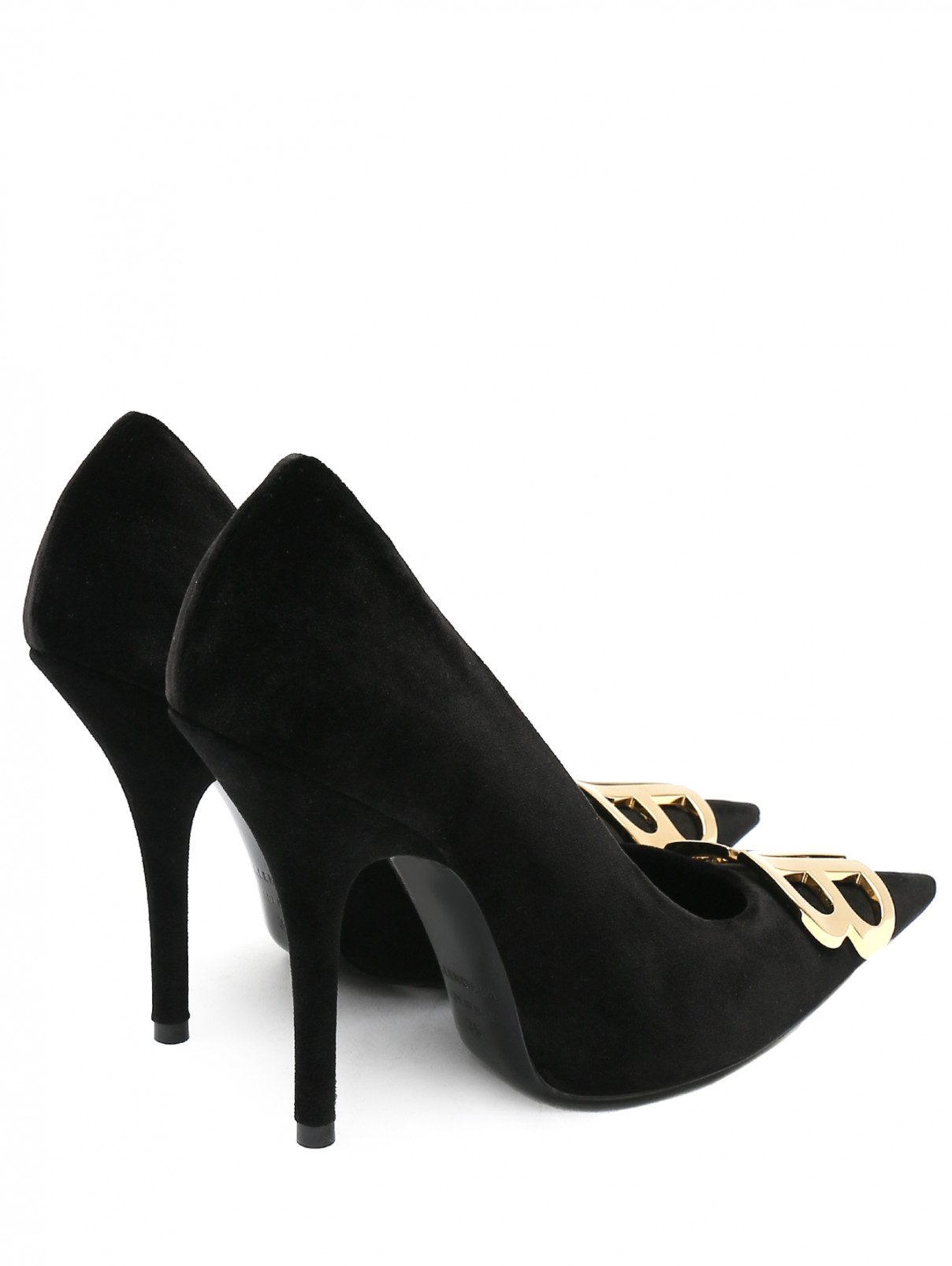 Туфли из бархата с металлической фурнитурой Balenciaga  –  Обтравка2  – Цвет:  Черный