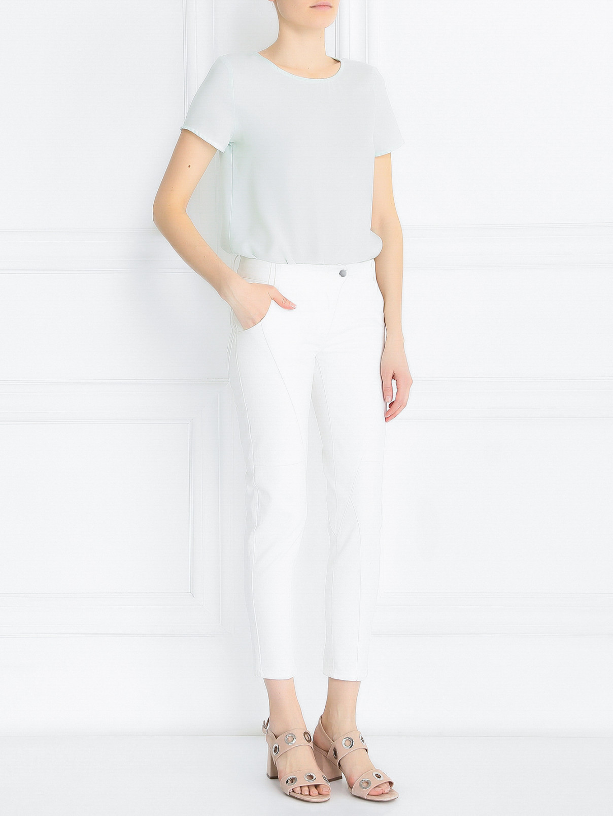 Укороченные джинсы зауженного кроя Yigal Azrouel  –  Модель Общий вид  – Цвет:  Белый