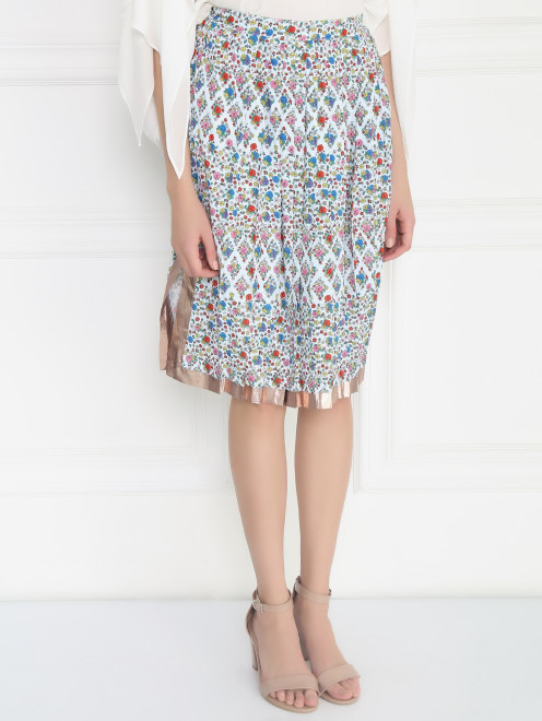 Плиссированная юбка с цветочным узором - Модель Верх-Низ