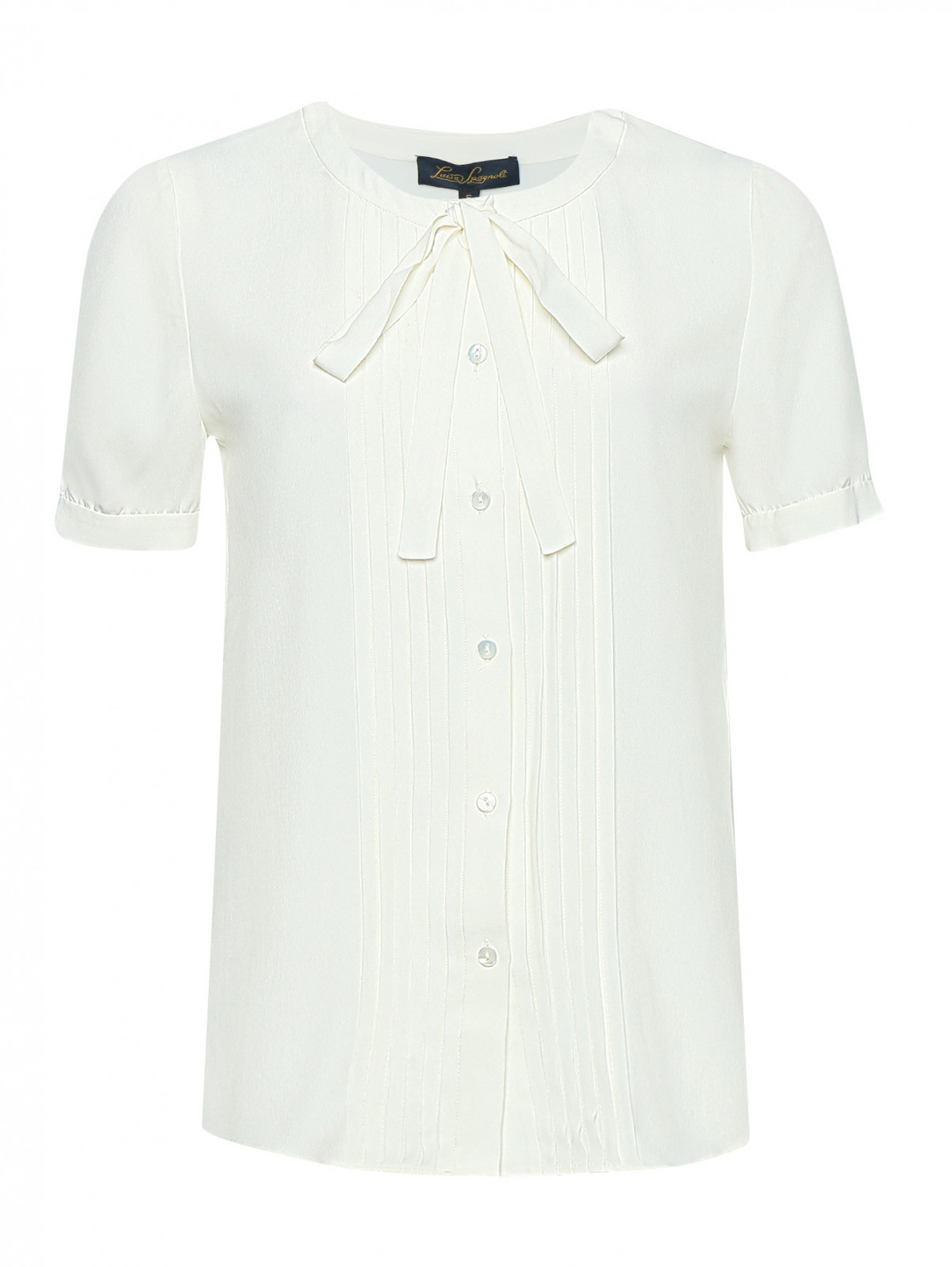 Блуза из смешанного шелка с короткими рукавами Luisa Spagnoli  –  Общий вид  – Цвет:  Белый