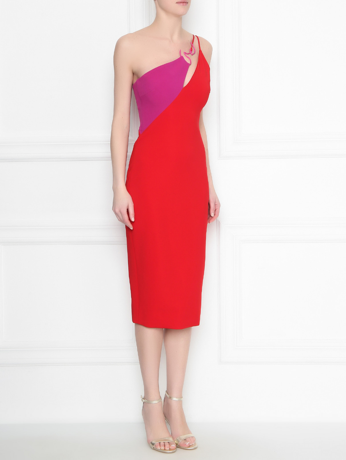 Платье-футляр с контрастной отделкой Cushnie et Ochs  –  МодельВерхНиз  – Цвет:  Красный