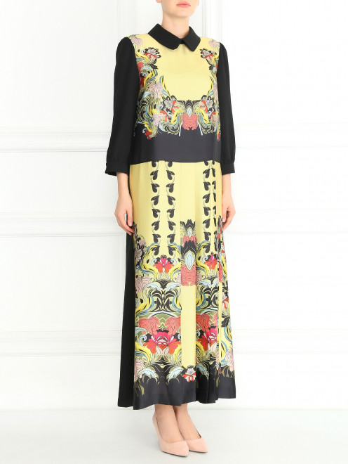 Платье-макси с цветочным узором и плиссировкой Isola Marras - Модель Общий вид