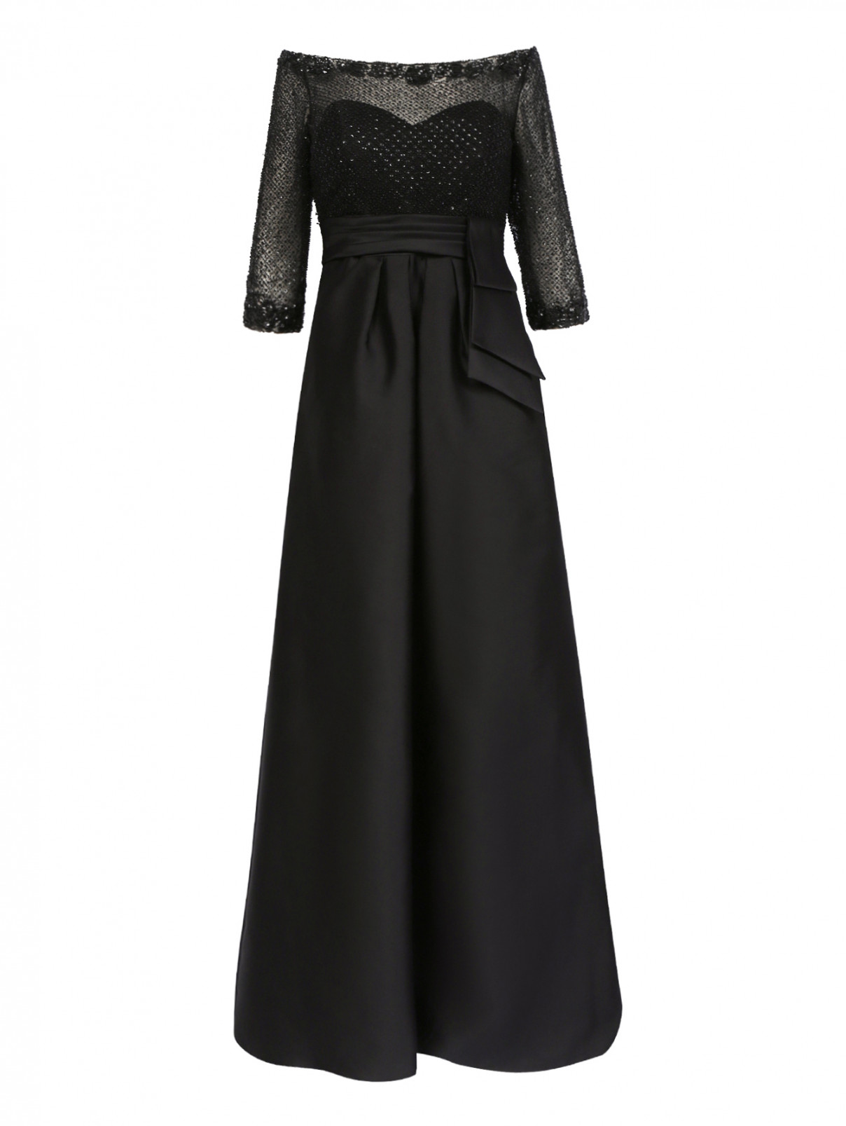 Платье-макси, декорированное бисером Rosa Clara  –  Общий вид  – Цвет:  Черный