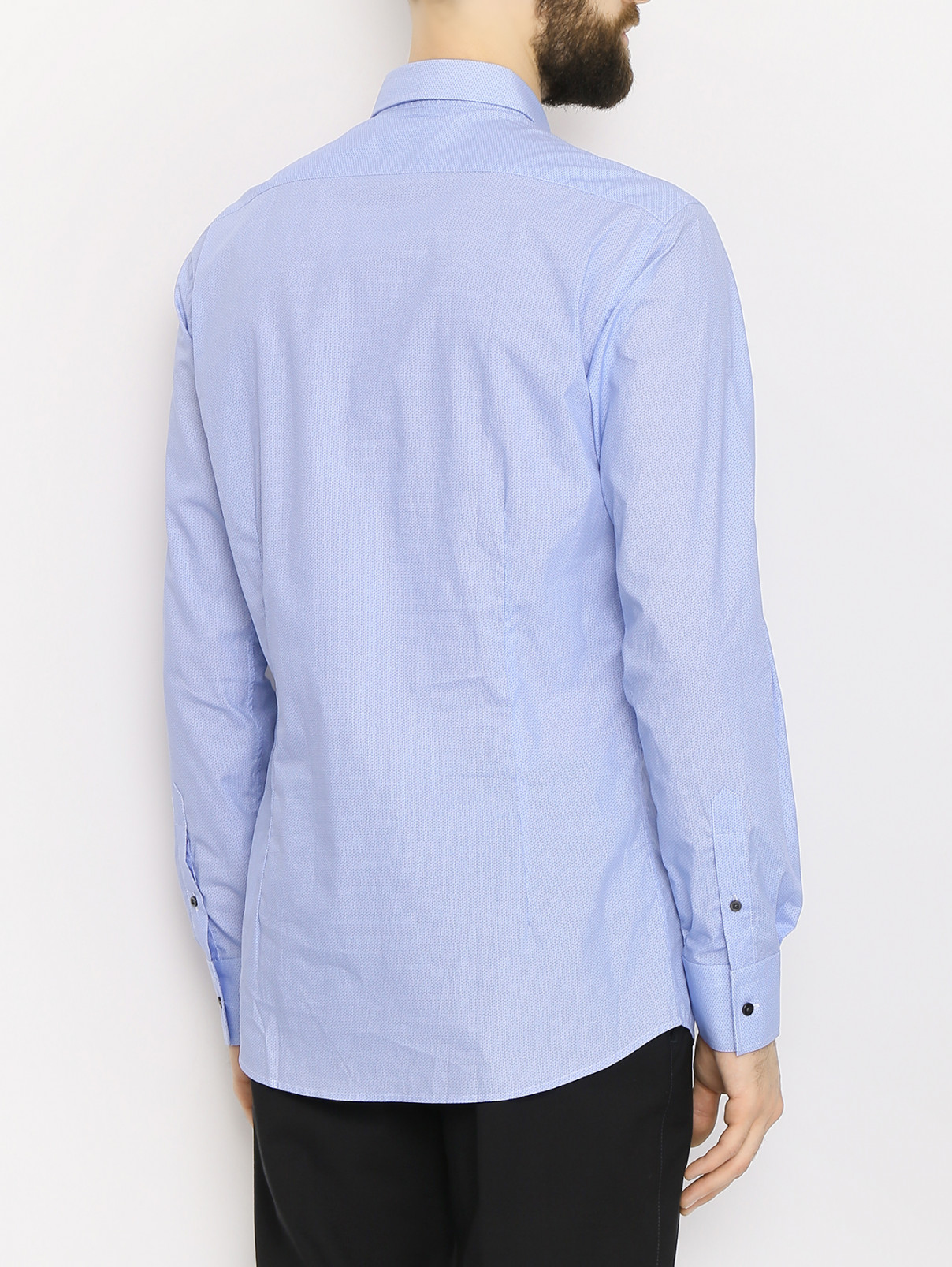 Рубашка из хлопка с узором Lagerfeld  –  МодельВерхНиз1  – Цвет:  Синий
