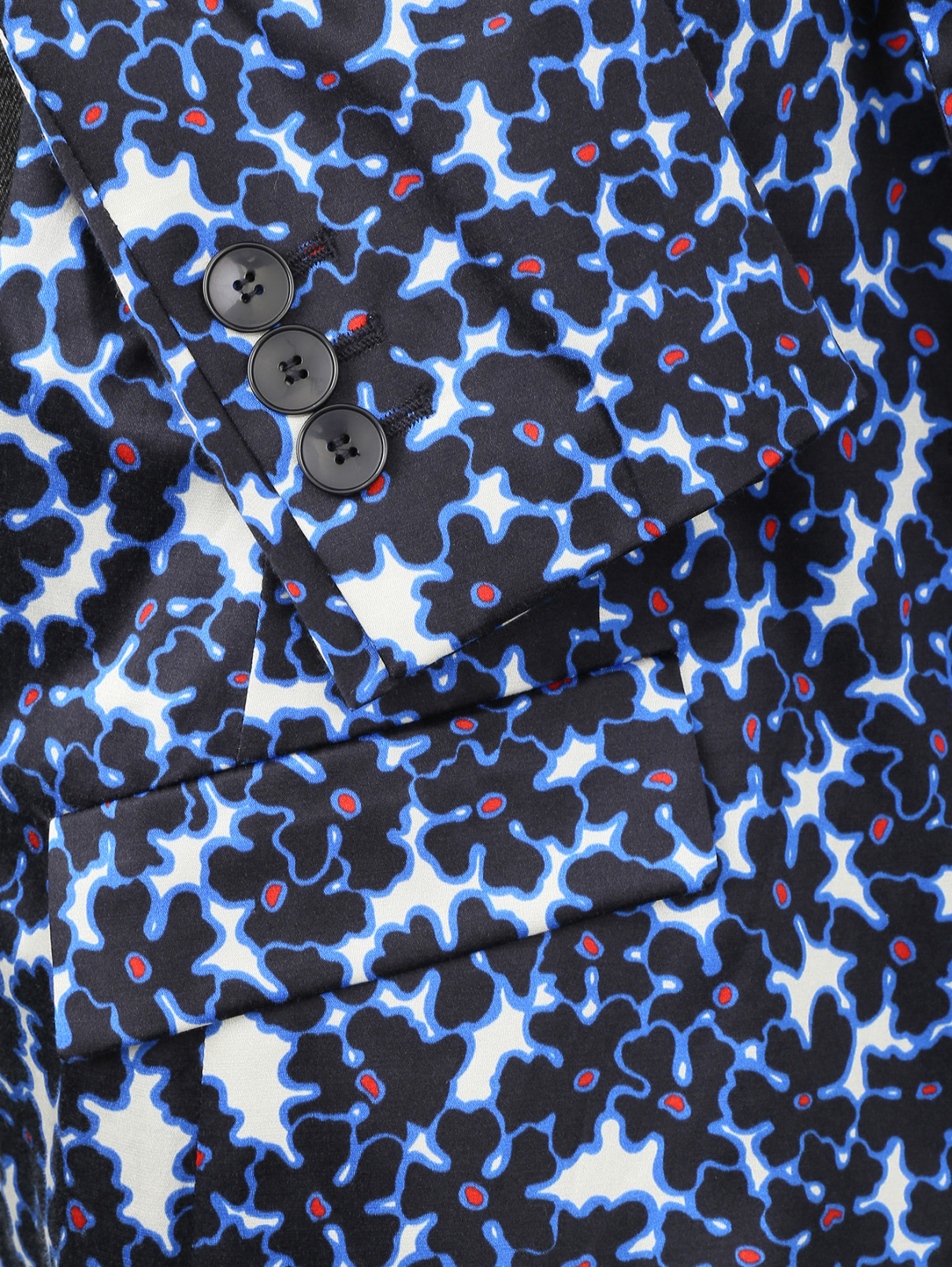 Жакет из хлопка и шелка с цветочным узором Strenesse  –  Деталь2  – Цвет:  Синий