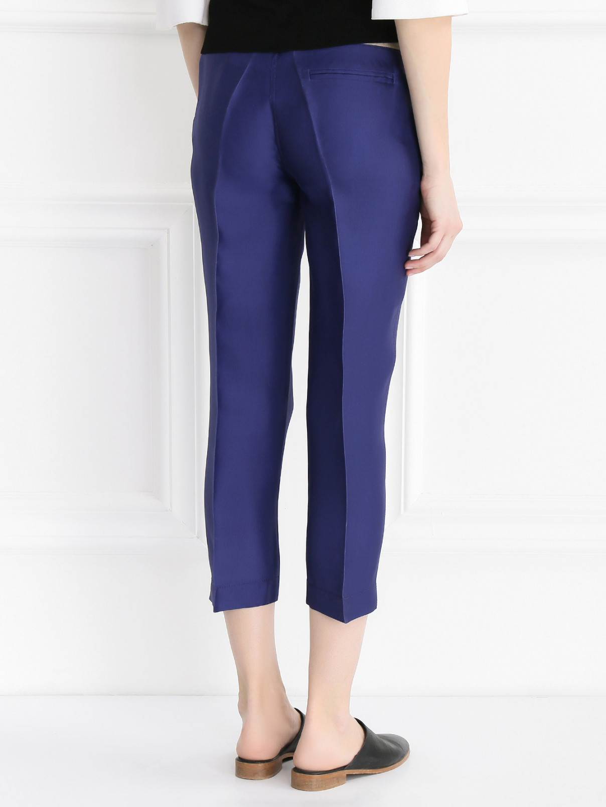 Укороченные брюки  из шелка с контрастным поясом Maurizio Pecoraro  –  Модель Верх-Низ1  – Цвет:  Фиолетовый