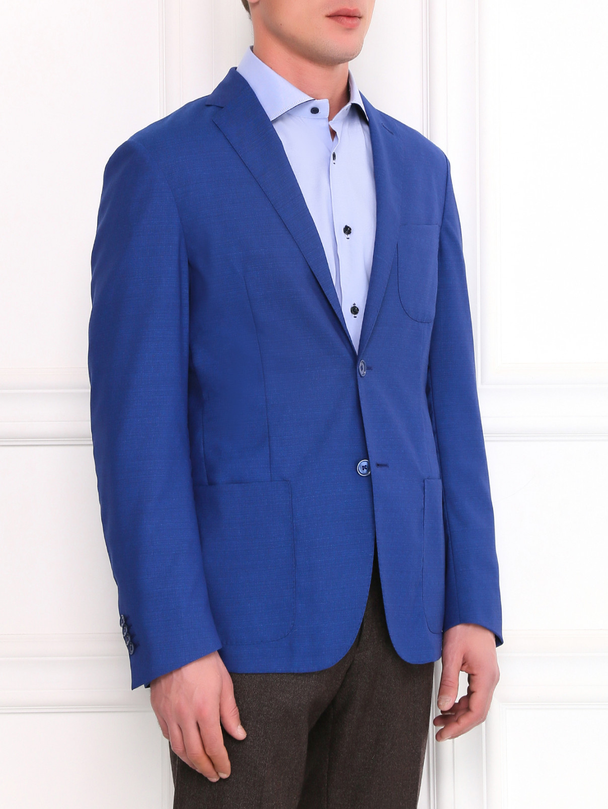 Легкий пиджак из шерсти Corneliani ID  –  Модель Верх-Низ  – Цвет:  Синий