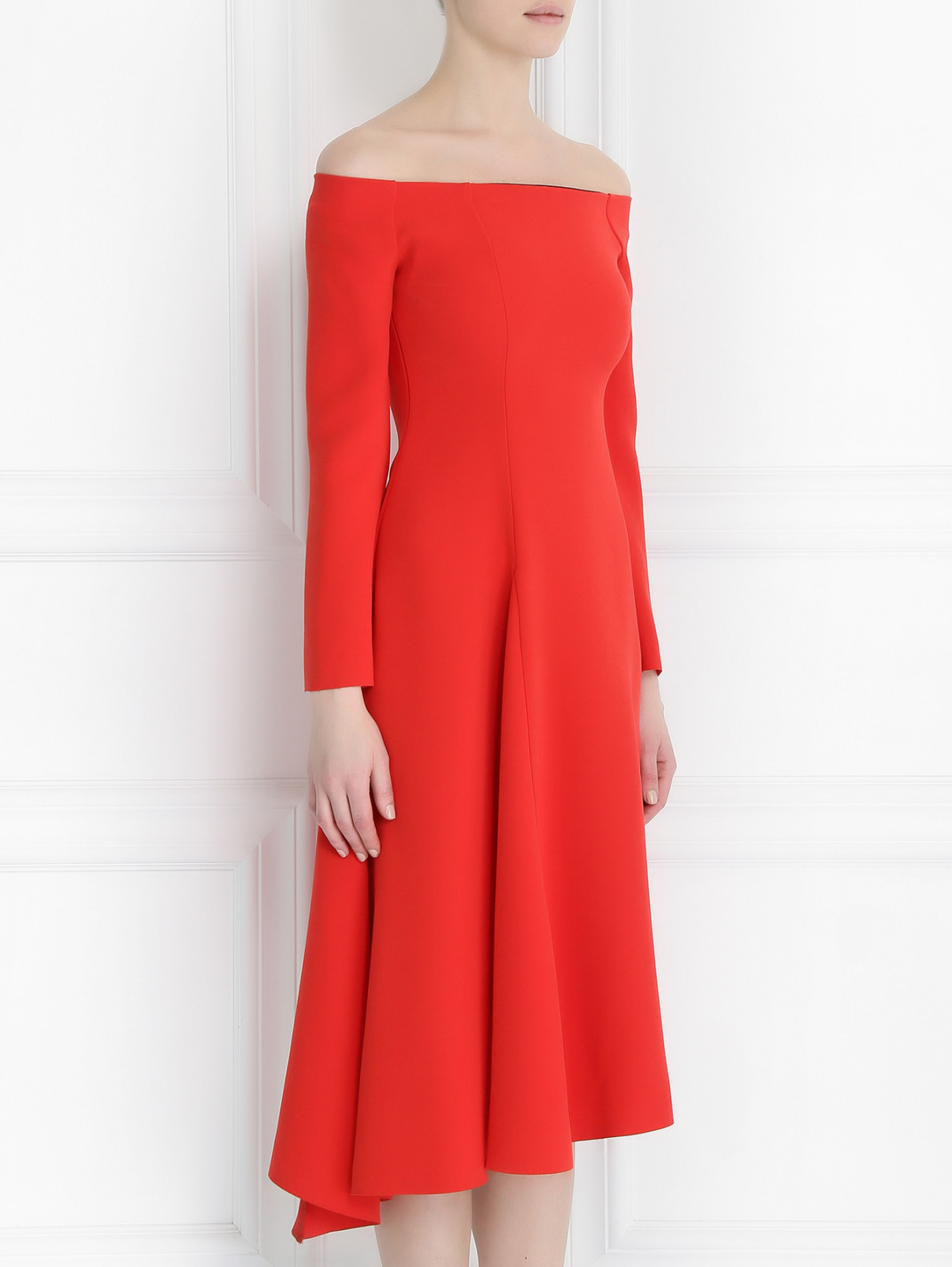 Платье свободного кроя с открытыми плечами Edition10  –  Модель Верх-Низ  – Цвет:  Красный