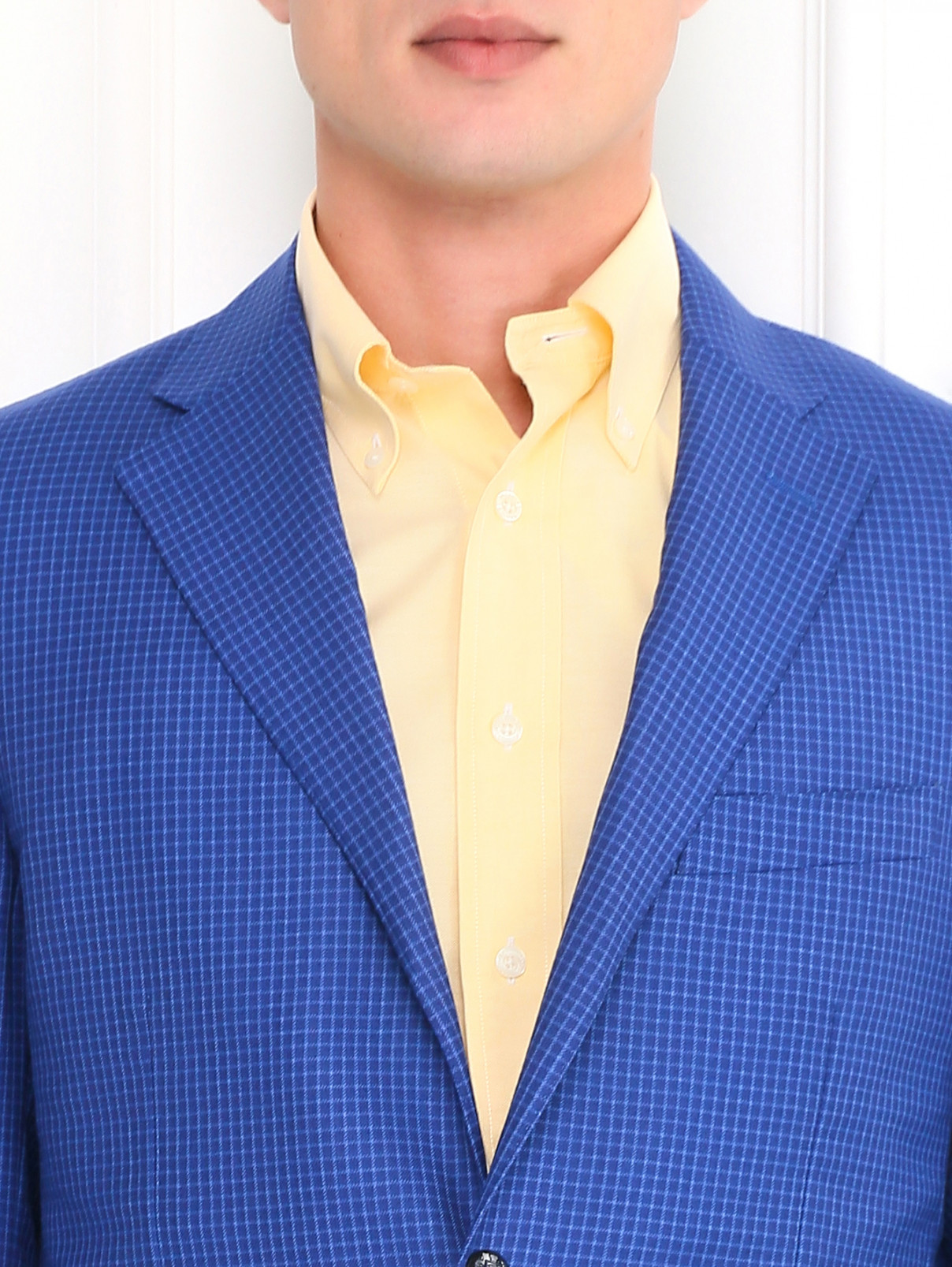 Пиджак из шерсти с узором "клетка" Corneliani  –  Модель Общий вид1  – Цвет:  Синий