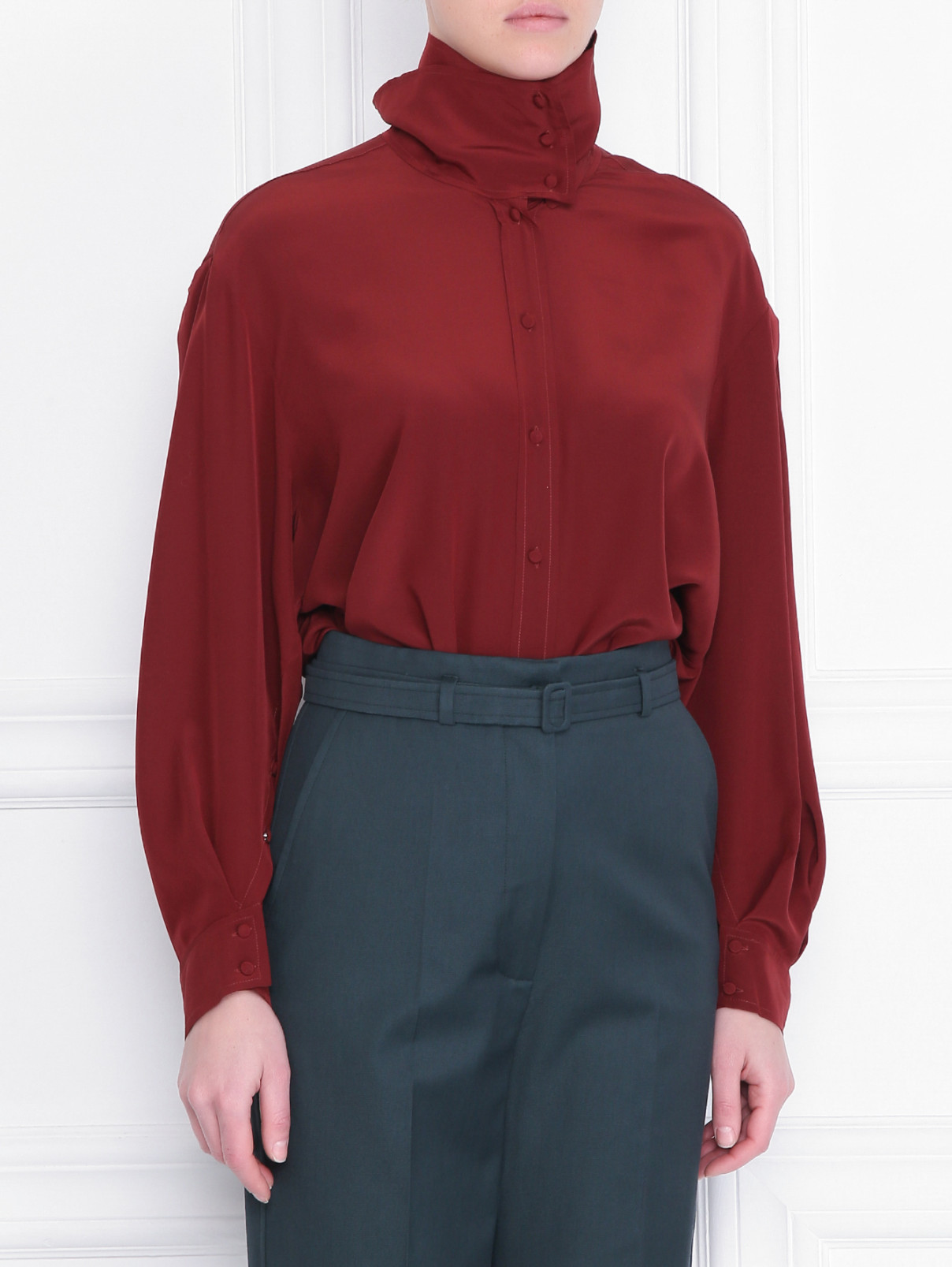 Блуза из шелка с объемными рукавами Iro  –  МодельВерхНиз  – Цвет:  Красный
