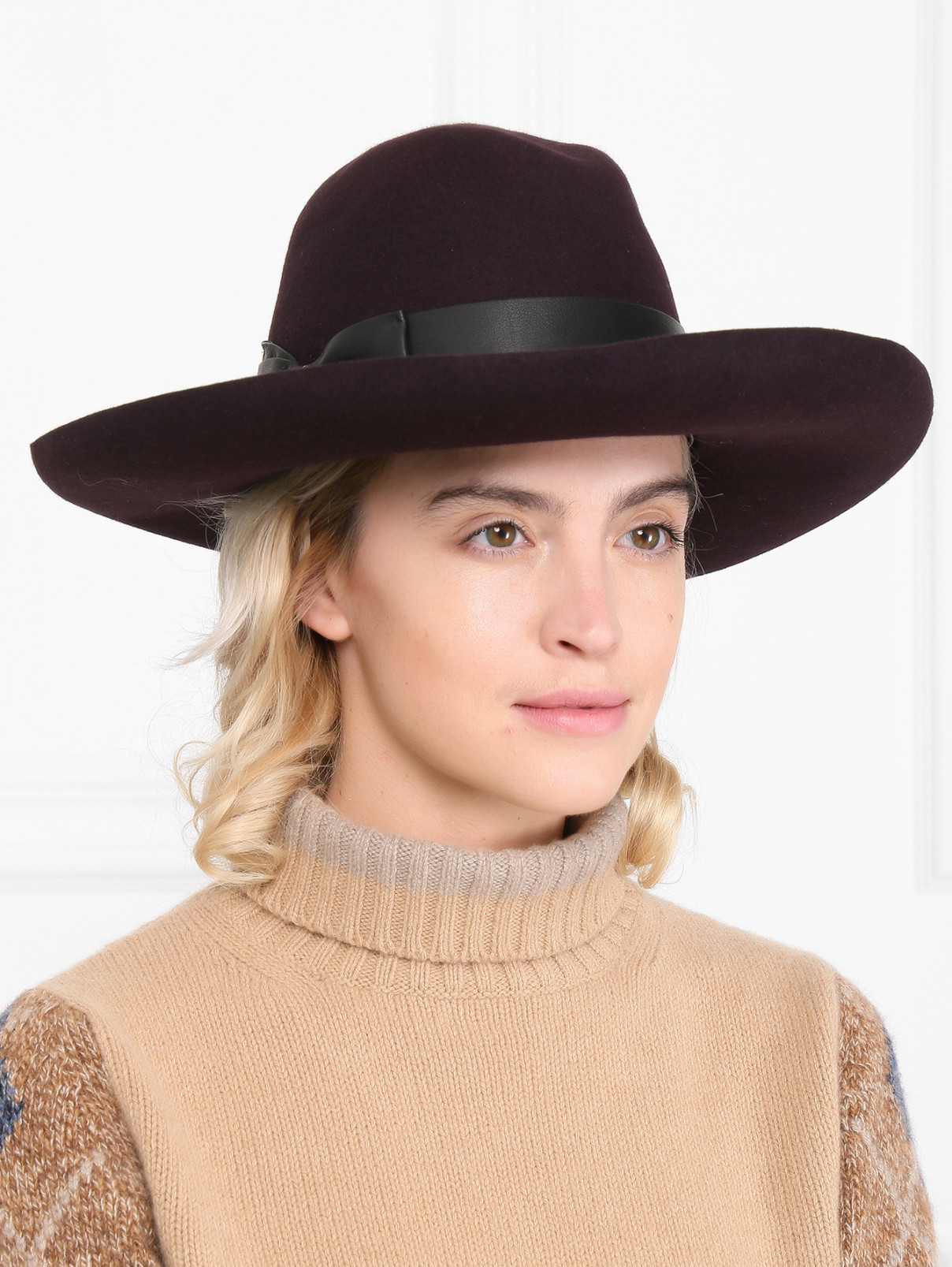Шляпа из шерсти с лентой Borsalino  –  МодельОбщийВид  – Цвет:  Фиолетовый