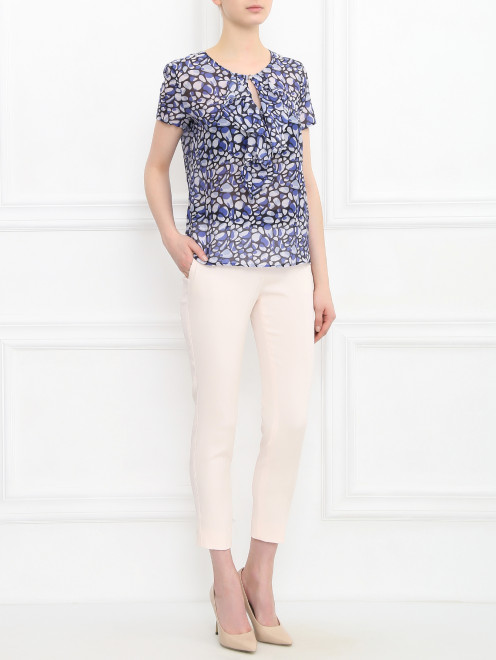 Блуза из хлопка и шелка с узором  Armani Jeans - Модель Общий вид