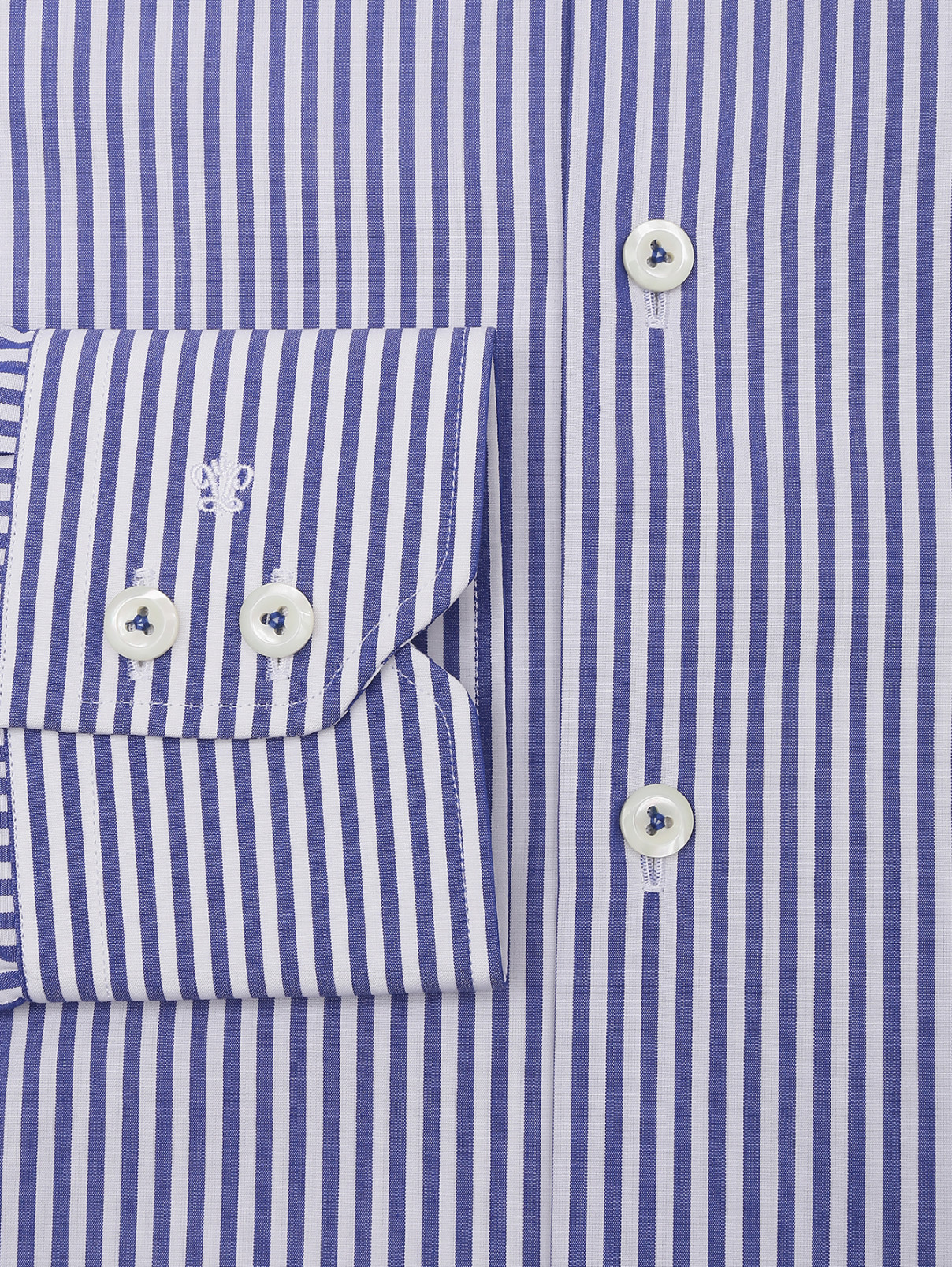 Рубашка из хлопка с узором "полоска" Van Laack  –  Деталь1  – Цвет:  Синий