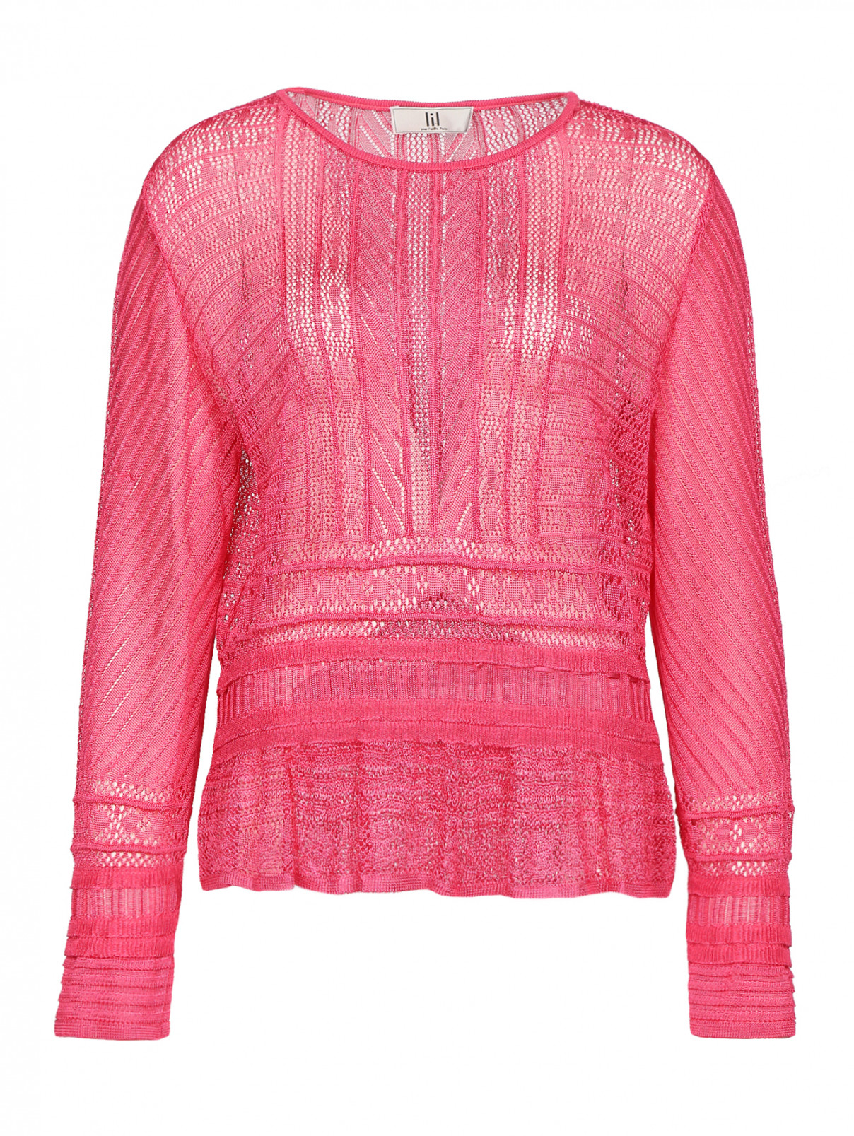 Кружевная блуза на кулиске Lil Paris  –  Общий вид  – Цвет:  Розовый