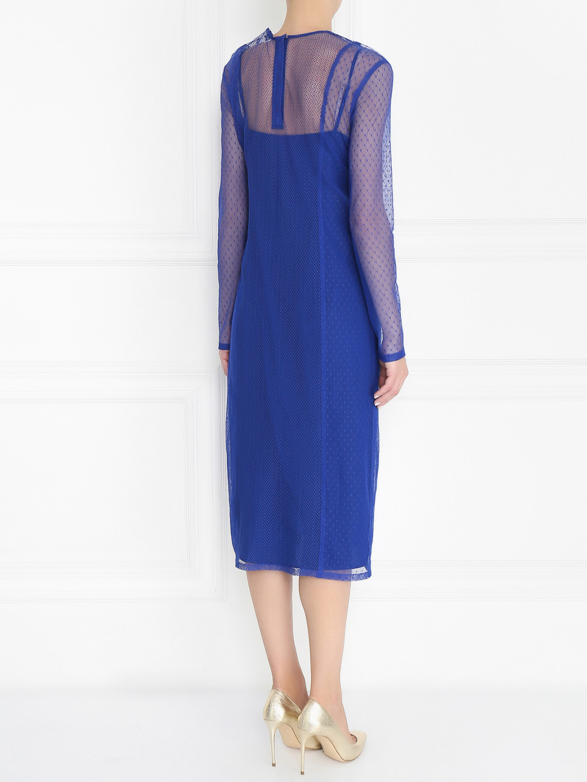 Платье-миди из хлопка DKNY  –  Модель Верх-Низ1  – Цвет:  Синий
