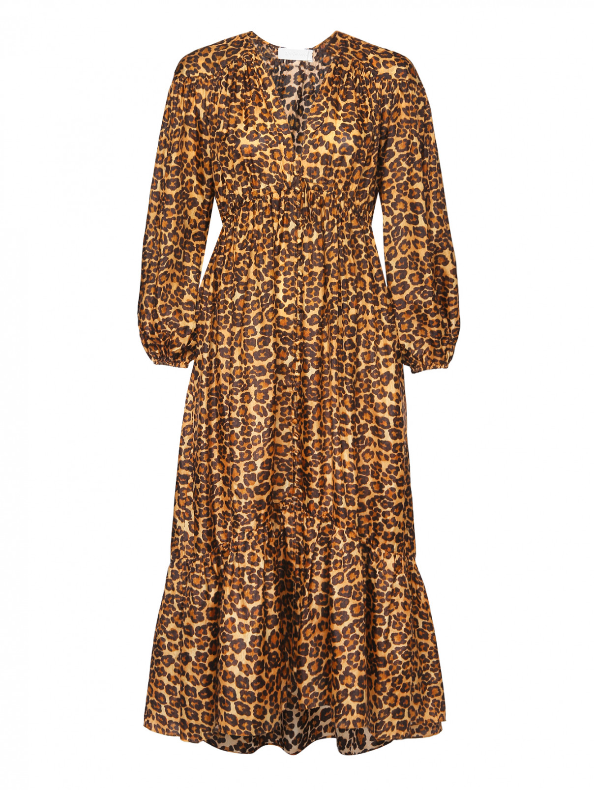 Платье из шелка с анималистичным узором Zimmermann  –  Общий вид  – Цвет:  Узор