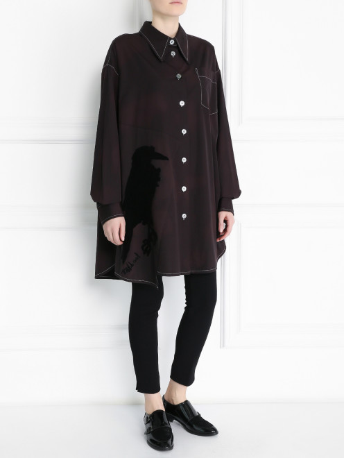 Блуза свободного кроя с принтом и контрастной отделкой Marc Jacobs - Модель Общий вид
