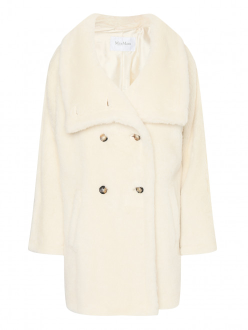 Двубортное пальто из шерсти альпаки и шелка - Общий вид