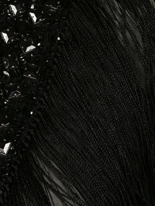 Блуза из шелка, декорированная бахромой и кристаллами - Деталь