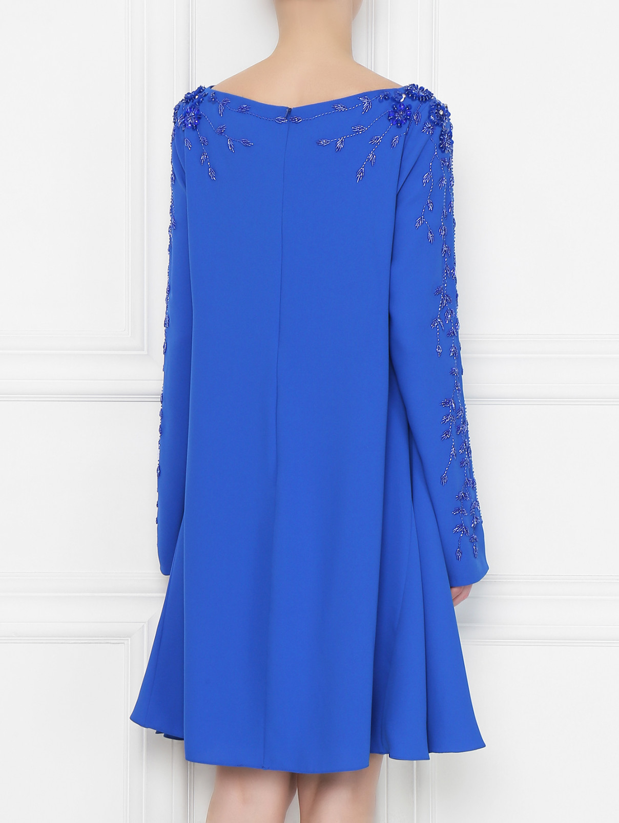 Платье из вискозы с вышивкой бисером Daniela de Souza  –  МодельВерхНиз1  – Цвет:  Синий