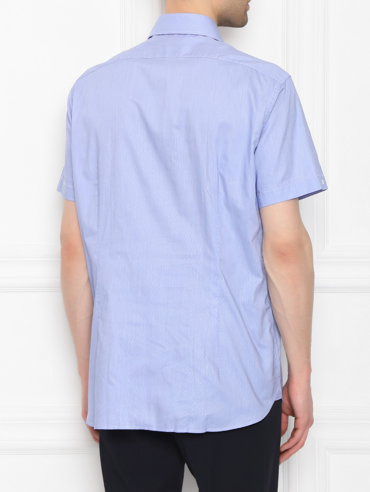 Рубашка из хлопка с коротким рукавом Van Laack  –  МодельВерхНиз1  – Цвет:  Синий